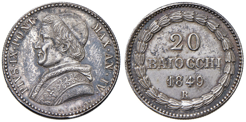 ROMA. Pio IX (1846-1870). 20 Baiocchi 1849 an. IV. AG (g 5,41). Gig. 79a. R
SPL...