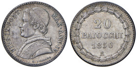 ROMA. Pio IX (1846-1870). 20 Baiocchi 1850 an. IV. AG (g 5,36). Gig. 81. 
BB+