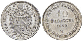 ROMA. Pio IX (1846-1870). 10 Baiocchi 1858 an. XIII. AG (g 2,83). Gig. 126.
qSPL/SPL
