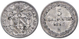 ROMA. Pio IX (1846-1870). 5 Baiocchi 1853 an. VII. AG (g 1,34). Gig. 148. RR
BB+