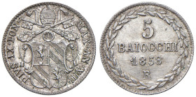 ROMA. Pio IX (1846-1870). 5 Baiocchi 1858 an. XIII. AG (g 1,43). Gig. 154. 
FDC