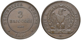 ROMA. Seconda Repubblica Romana (1848-1849). 3 Baiocchi 1849. CU (g 24,70). Gig. 6.
qSPL