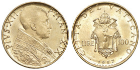 ROMA. PIO XII (1939-1958). 100 Lire 1957 an. XIX. AU (g 5,20). R
FDC