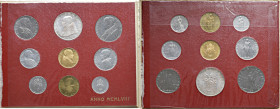 ROMA. PIO XII (1939-1958). Serie completa di 9 valori 1958 an. XX. Da 500 Lire (AG), 100 Lire (AU), 100 e 50 Lire (AC), 20 Lire (BA), 10, 5 2 e lira (...
