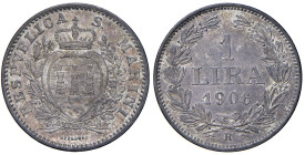 SAN MARINO. Vecchia Monetazione (1864-1938). 1 Lira 1906. AG (g 5,00). Gig.28. Patina da medagliere.
FDC