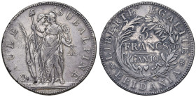 TORINO. Repubblica Subalpina (1800-1802). 5 Franchi L'An 10 (1802). AG (g 24,77). Gig.4. R
qBB
