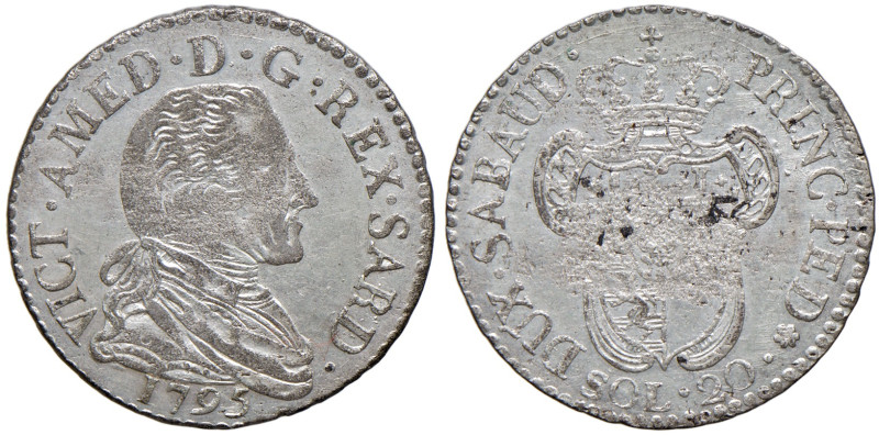 REGNO DI SARDEGNA. Vittorio Amedeo III (1773-1796). 20 Soldi 1795. MI. Mont.372....