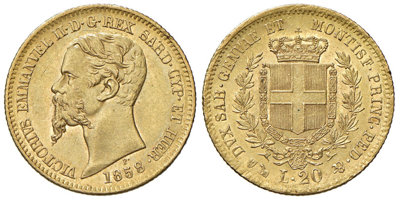 REGNO DI SARDEGNA. Vittorio Emanuele II (1849-1861). 20 Lire 1858 Genova. AU. Gi...