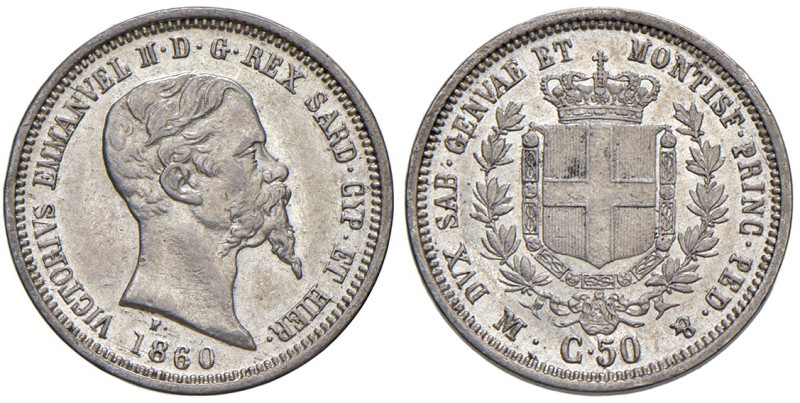 REGNO DI SARDEGNA. Vittorio Emanuele II (1849-1861). 50 Centesimi 1860 Milano. A...