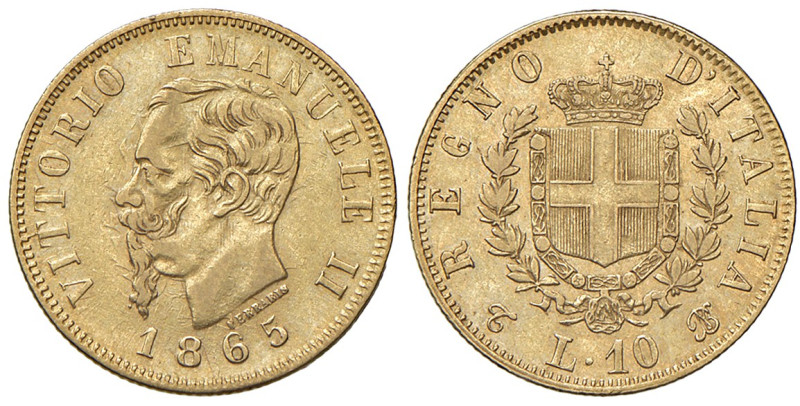 REGNO D'ITALIA. Vittorio Emanuele II (1861-1878). 10 Lire 1865 Torino. AU. Gig.2...