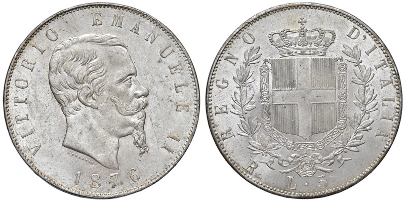 REGNO D'ITALIA. Vittorio Emanuele II (1861-1878). 5 Lire 1876 Roma. AG. Gig.51. ...