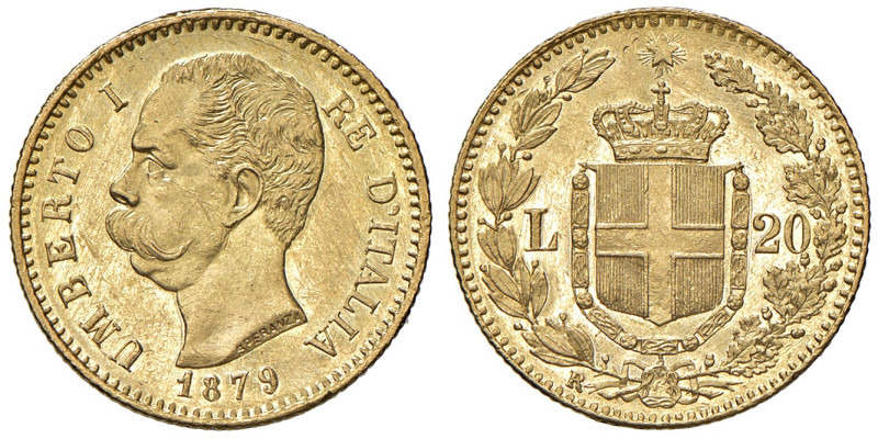 REGNO D'ITALIA. Umberto I (1878-1900). 20 Lire 1879. AU. Gig.9. Hairlines nei ca...
