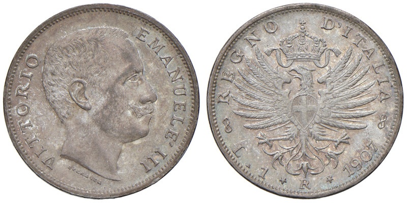 REGNO D'ITALIA. Vittorio Emanuele III (1900-1943). 1 Lira 1907. AG. Gig. 131. R ...