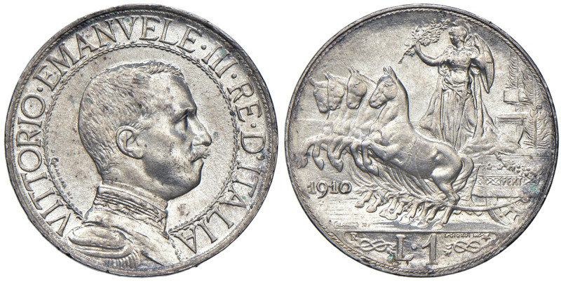 REGNO D'ITALIA. Vittorio Emanuele III (1900-1943). 1 Lira 1910. AG. Gig. 134. 
...