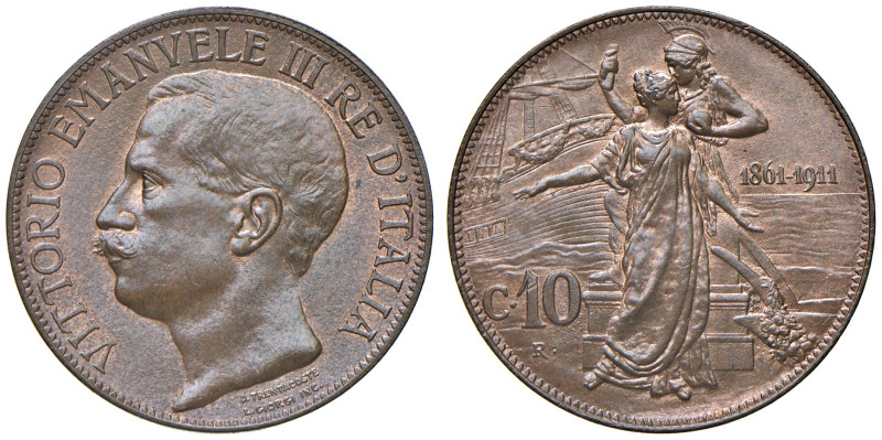REGNO D'ITALIA. Vittorio Emanuele III (1900-1943). 10 Centesimi 1911 Cinquantena...