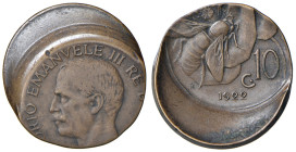 REGNO D'ITALIA. Vittorio Emanuele III (1900-1943). 10 Centesimi 1922. CU. Gig. 231. Battitura decentrata.
BB