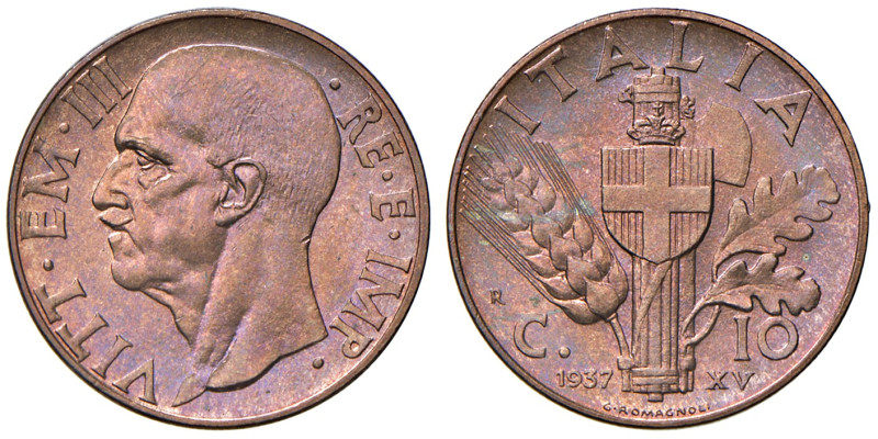 REGNO D'ITALIA. Vittorio Emanuele III (1900-1943). 10 Centesimi 1937 Impero. CU....