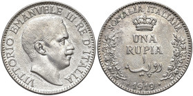 SOMALIA ITALIANA. Vittorio Emanuele III (1909-1925). 1 Rupia 1919. AG. Gig. 6. NC Metallo poroso altrimenti SPL.
BB