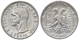 ALBANIA. Vittorio Emanuele III (1939-1943). 5 Lek 1939 an. XVII. AG. Gig.2.
qFDC