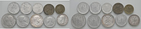 ALBANIA. Lotto di 10 monete. 10 Lek 1939, 5 Lek 1939, 2 Lek 1939 AC, 1 Lek 1939 AC, 0,50 Lek 1939 AC, 1940 AC, 1941 AC, 0,20 Lek 1939 AC, 0,10 Lek 194...