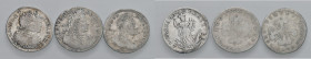NAPOLI. Lotto di 3 monete. Carlino 1716, 1730 e 1733. AG. Magliocca 98; 108a; 110.