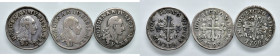 NAPOLI. Lotto di 3 monete. 10 Grana 1792, 1794 e 1798. AG. Gig. 107; 108, 110.