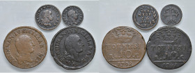 NAPOLI. Lotto di 4 monete. 10 Tornesi 1798 e 1798 doppio punto, 6 Cavalli 1790 e 3 cavalli 1789. CU. Gig. 113; 113b; 157; 166.
