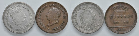 NAPOLI. Lotto di 2 monete. 60 Grana 1818 e 5 Tornesi 1819. AG, CU. Gig. 12; 21.