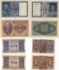 REGNO. Vittorio Emanuele III. Lotto 4 banconote: 10 lire 1939; 5 lire 1940; 2 lire 1939; 1 lira 1939. IMPERO. Gig. BS18C,BS13A,BS8A,BS4A.
BB,SUP+,FDS...