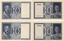 REGNO. Vittorio Emanuele III. 10 lire IMPERO 1944/XXII. Gig. BS 18D. Lotto di 2 esemplari consecutivi.
FDS