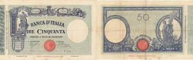 REGNO. Vittorio Emanuele III. 50 lire MATRICE (FASCIO) 16/05/1932. Gig. BI 5/18. Carta di buona qualità, colori vivi.
BB+/qSPL
