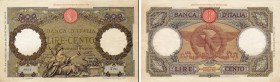 REGNO. Vittorio Emanuele III. 100 lire ROMA GUERRIERA (FASCIO) 18/08/1936. Gig. BI 19/10. R Prima banconota Imperiale. Carta croccante di buona qualit...