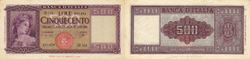 REPUBBLICA. 500 lire 23/03/1961 ITALIA. Gig. BI 39c. NC. Carta croccante, colori vivi, pieghe.
BB+