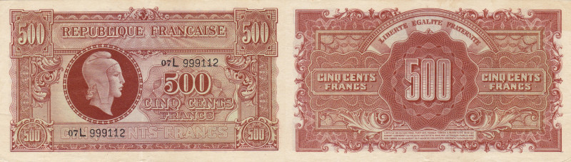 FRANCIA. Repubblica. 500 franchi (1945). Serie 07L. Carta croccante di buona con...