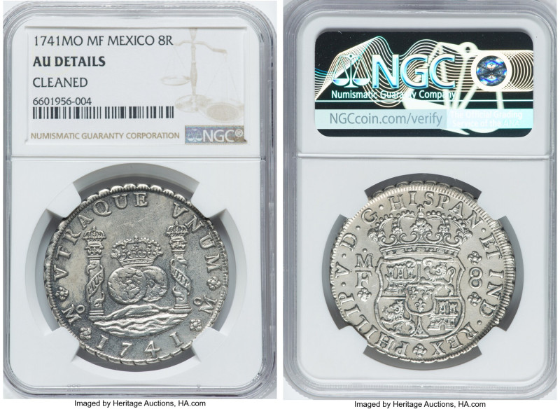 Philip V 8 Reales 1741 Mo-MF AU Details (Cleaned) NGC, Mexico City mint, KM103. ...
