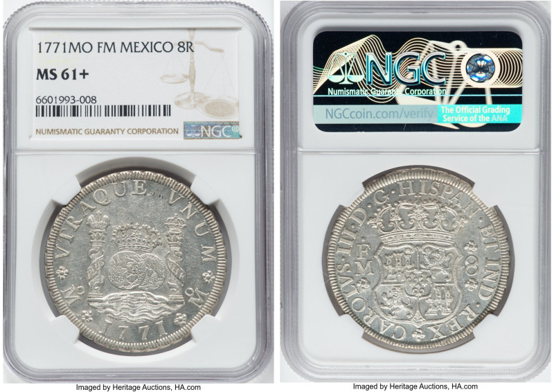 Charles III 8 Reales 1771 Mo-FM MS61+ NGC, Mexico City mint, KM105, Cal-1103. Th...