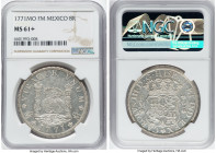 Charles III 8 Reales 1771 Mo-FM MS61+ NGC, Mexico City mint, KM105, Cal-1103. The final date of production at the Mexico City mint for the iconic "Pil...
