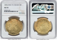 Charles IV gold 8 Escudos 1804/3 Mo-TH AU55 NGC, Mexico City mint, KM159, Cal-1647 (prev. Cal-58). The honeyed planchet is dappled with russet toning ...