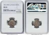Ferdinand VII Real 1821/0 Mo-JJ MS64 NGC, Mexico City mint, KM83. Overdate variety. Presenting a fabulous deep cabinet tone, further amplified to a to...
