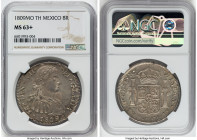 Ferdinand VII 8 Reales 1809 Mo-TH MS63+ NGC, Mexico City mint, KM110, Cal-1310. Imaginary "armored" bust. With an extremely covetable "top-pop" design...