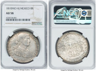 Ferdinand VII 8 Reales 1810 Mo-HJ AU58 NGC, Mexico City mint, KM110, Cal-1314. Minimally handled and displaying a light-dove patina with rainbow hues....