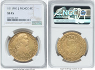 Ferdinand VII gold 8 Escudos 1811 Mo-JJ XF45 NGC, Mexico City mint, KM160, Cal-1786. Presenting the popular "imaginary bust" and even high-point wear ...