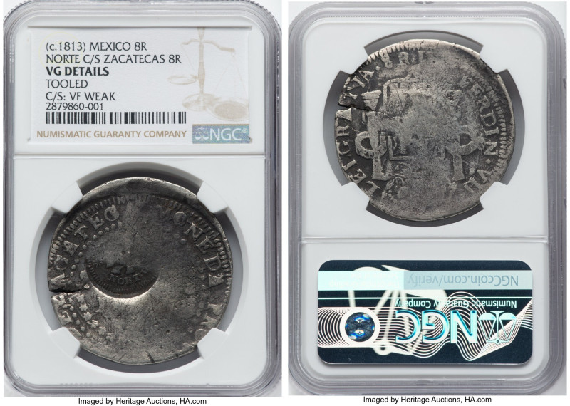 War of Independence Counterstamped 8 Reales ND (c. 1813) VG Details (Tooled) NGC...