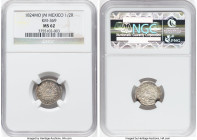 Republic 1/2 Real 1824 Mo-JM MS62 NGC, Mexico City mint, KM369. A coveted state of preservation for this fractional issue, struck with full clarity an...