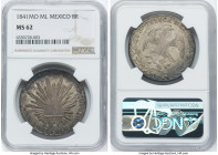 Republic 8 Reales 1841 Mo-ML MS62 NGC, Mexico City mint, KM377.10, DP-Mo24. Softly struck centers as is typical for this issue, accompanied by dramati...