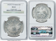 Republic 8 Reales 1846 Mo-MF MS65 NGC, Mexico City mint, KM377.10, DP-Mo30. A fabulous "top-pop" graded example with razor-sharp motifs and flashy arg...