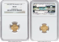 Republic gold 1/2 Escudo 1836/4 Do-RM MS64 NGC, Durango mint, KM378.1, Fr-111. Boasting the second finest grade at NGC with a discernable overdate and...