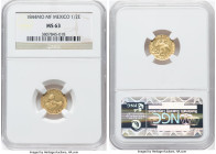 Republic gold 1/2 Escudo 1844 Mo-MF MS63 NGC, Mexico City mint, KM378.5, Fr-107. Crisp and glassy, bearing the second-highest grade at NGC. HID0980124...