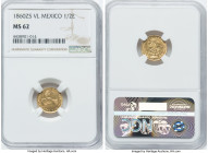 Republic gold 1/2 Escudo 1860 Zs-VL MS62 NGC, Zacatecas mint, KM378.6. A pale-gold piece with appreciable bold details, presently the highest graded a...