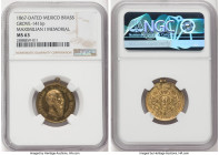 Maximilian brass "Memorial" Medal 1867-Dated MS63 NGC, Grove-141bp. 21mm. MAXIMILIAN KAISER VON MEXICO His bust facing right // GEB 6 JULI 1832 / + 19...